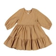 thumbnail image 2 of Robe pour Petites Filles 2-6 Ans Confortable et Respirante en Coton Robe Unie à Volants Automne Hiver, 2 of 7