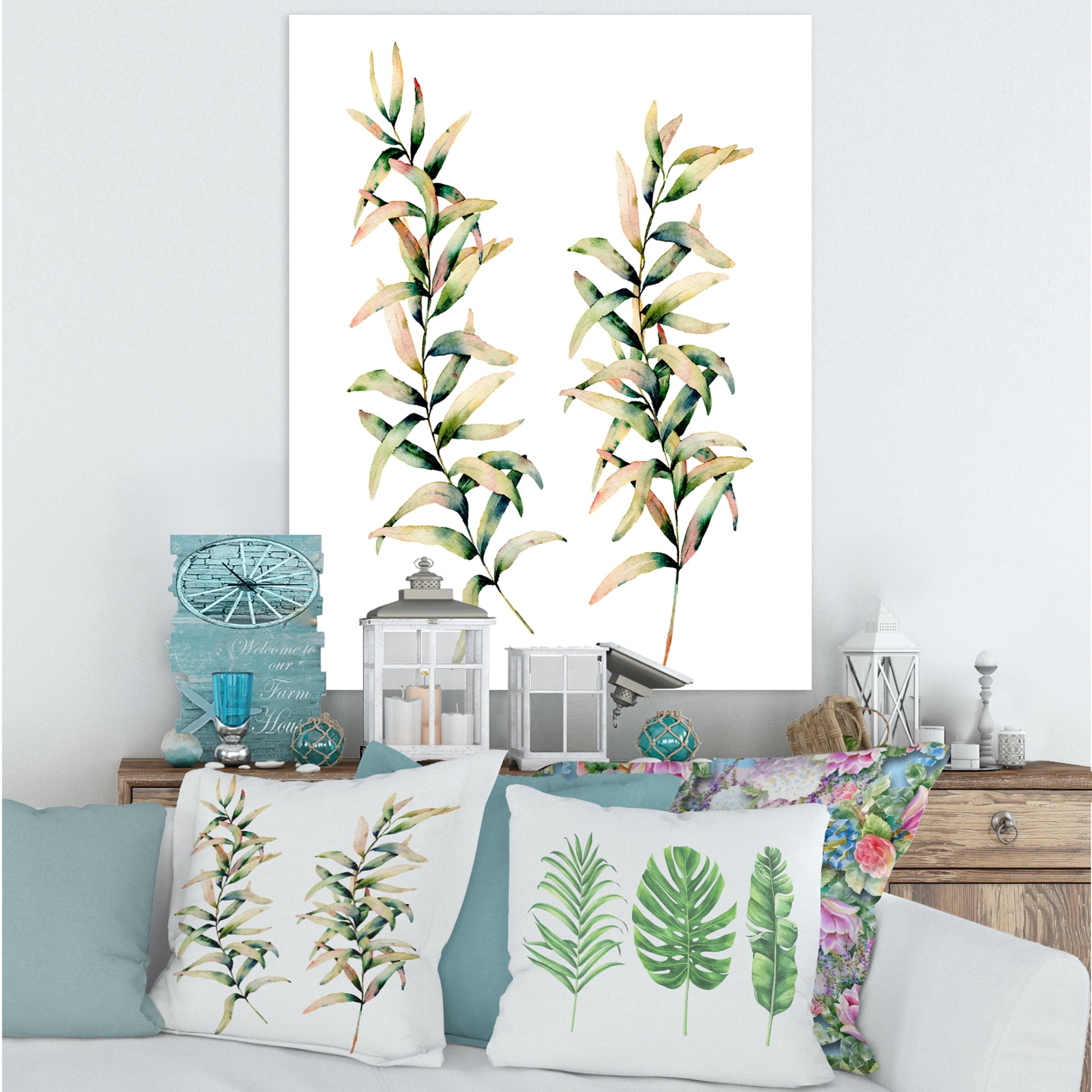 Designart ' Autumn Branches of Grass ' Traditional Canvas Wall Art Print