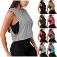 thumbnail image 1 of Top para mujer,Top corto con capucha sin mangas para mujer, camiseta deportiva de entrenamiento, poliéster, diseño lateral abierto para uso informal, sopatenor, 1 of 8