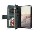 thumbnail image 3 of Zipper Wallet Case for Google Pixel 6 Large Capacity Card Slots Holder Magnetic Clasp Cover, Luxury PU Leather Anti-Shock Flip Folio Case with Kickstand Wrist Strap Handbag Protective Case,Green, 3 of 7