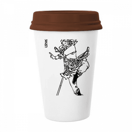 

China Chinese Masterpiece Pilgrimage Drawing Mug Coffee Drinking Glass Pottery Cerac Cup Lid