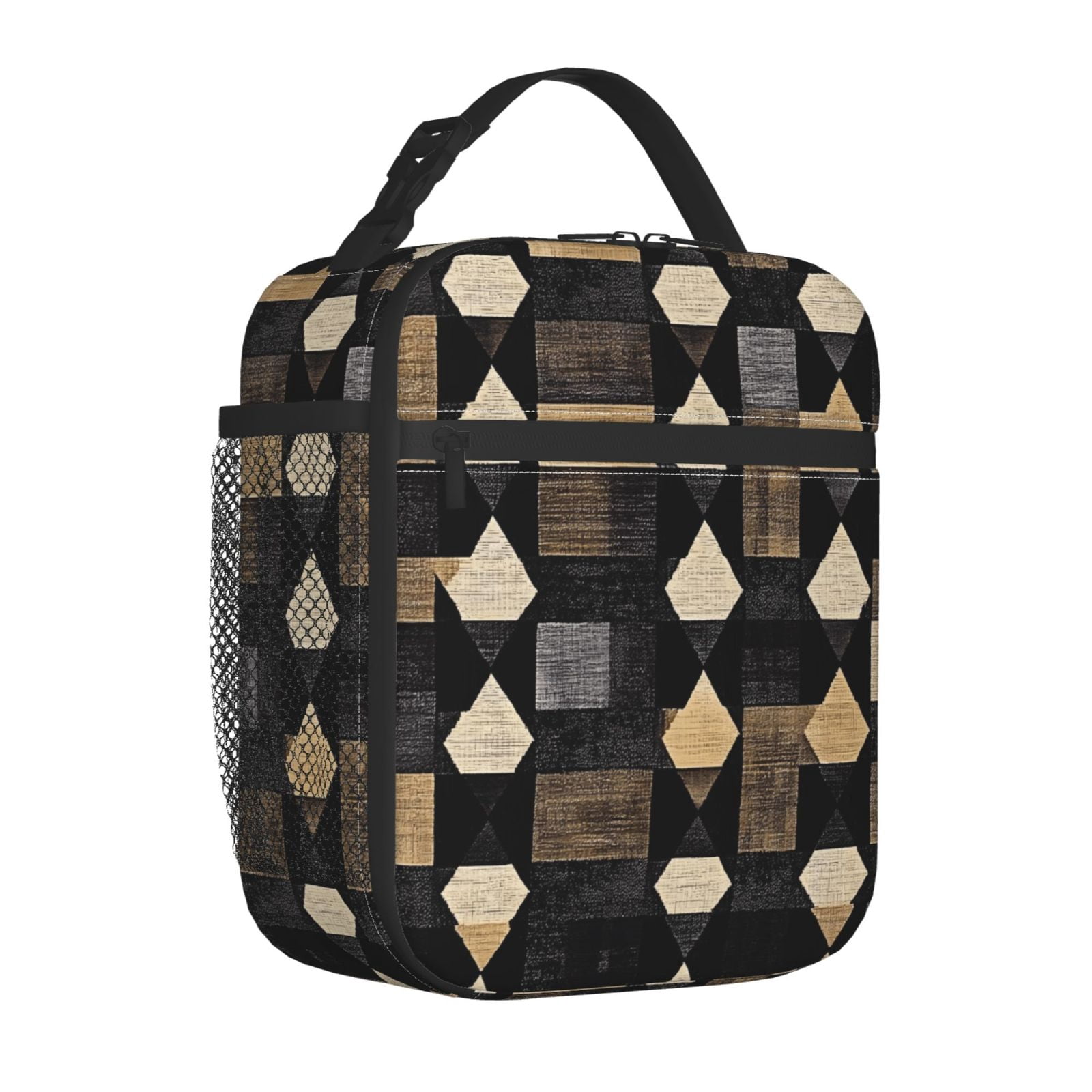 Lunch Bag For Women Men Insulated Portable Lunch Box Bento Box Office Picnic Travel Cooler Bag Darkvoilet Houndstooth Checkered_2