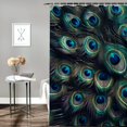 thumbnail image 2 of Awypu Cute Pretty Animal Green Peacock Feather Waterproof Shower Curtain, Durable and Washable, Multiple Sizes Available White, 2 of 7