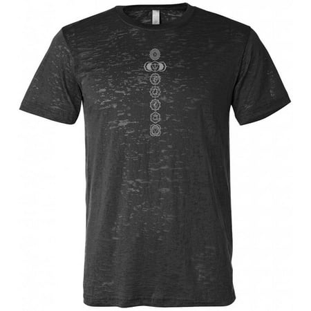 Men's 7 Chakras Burnout Yoga Tee Shirt - Black,