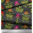 thumbnail image 3 of Soimoi Japan Crepe Satin Fabric Leaves & Floral Artistic Printed Fabric 1 Yard 42 Inch Wide, 3 of 3
