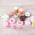thumbnail image 2 of FELTECHELECTR Juego de 17 piezas de simulación de pastel, donas, galletas y helado, cubiertos de plástico para postres, juguetes interactivos para niños (azul), 2 of 7