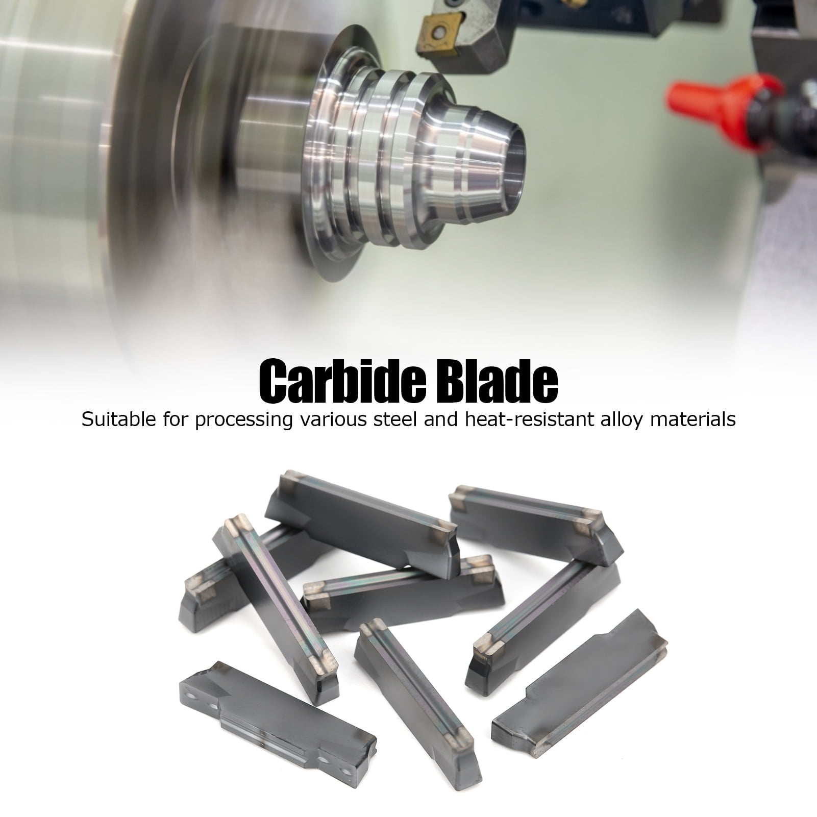 Set 10 Inserti In Carburo GTN-3 SP300 Per Tornitura CNC - SPB26-3, Lama 26 Mm, Per Acciaio