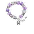 thumbnail image 2 of Delight Jewelry Black Nickeltone Crystal Initial - H - Beaded Border - Purple Butterfly Bead Charm Bracelet, 7"+1" Extender, 2 of 5