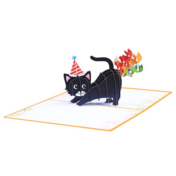 Cat Birthday Card Funny Cat Farting Confetti Crop Up Greeting Card Kitty Feline Gift for Cat Mom Her Friend 3D Rainbow Fart Stereoscopic Funny Birthday Greeting Card