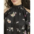 thumbnail image 5 of MoomayaWomens PrintedCold Shoulder Top,Ruffled Sleeves Casual Crop Top, 5 of 8