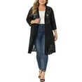 thumbnail image 2 of Agnes Orinda Women's Plus Size Cardigans Lace Lightweight Knit 3/4 Sleeves Cover Up Cardigans 5X Dark Black, 2 of 6