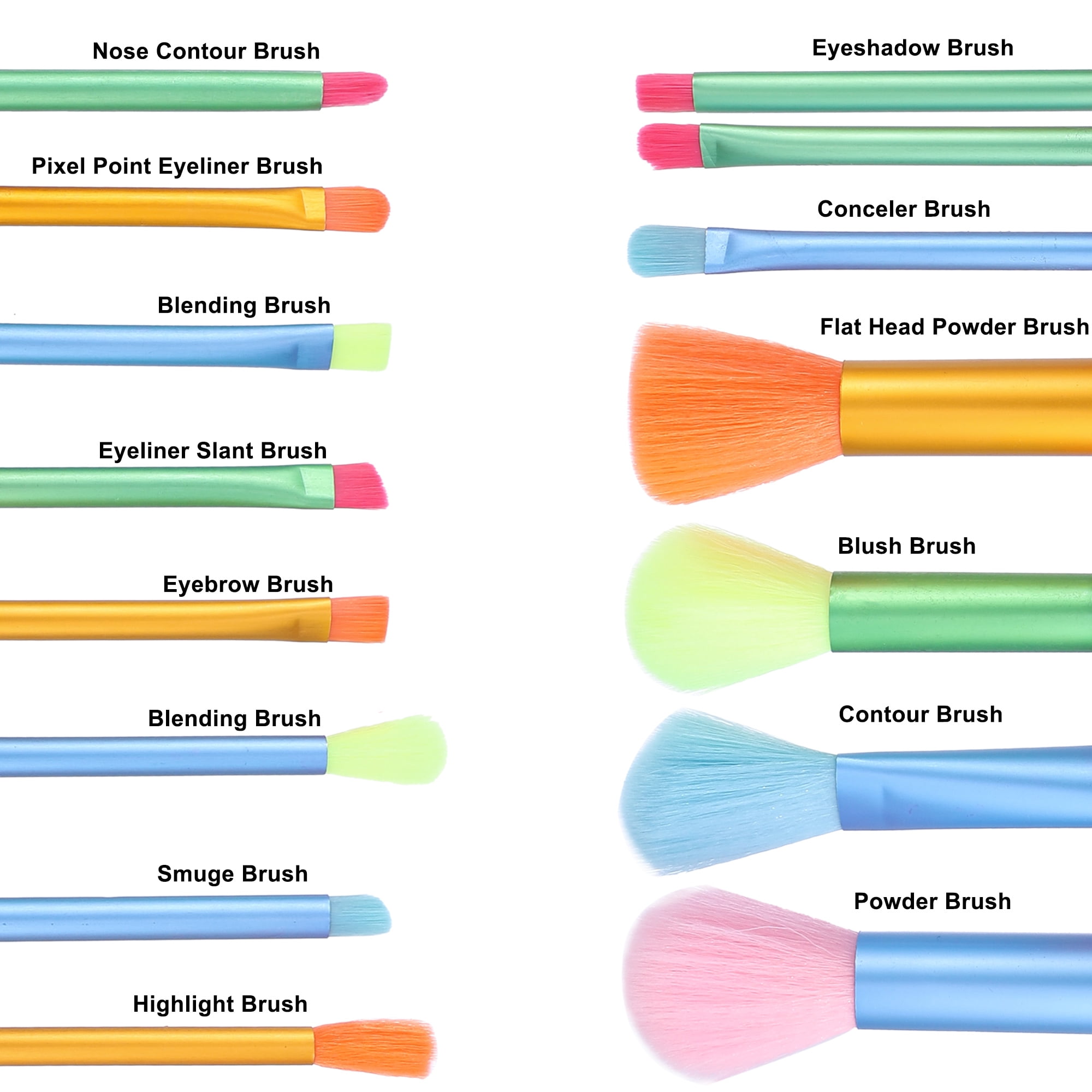 Unique Bargains 15 Pcs Makeup Brushes Set with Plastic Metal Handle Multicolor