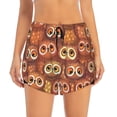 thumbnail image 2 of Balery Brown Owl Pantalones cortos deportivos para mujer con forro y dos bolsillos, elásticos, para entrenamiento, gimnasio, yoga-Large, 2 of 7