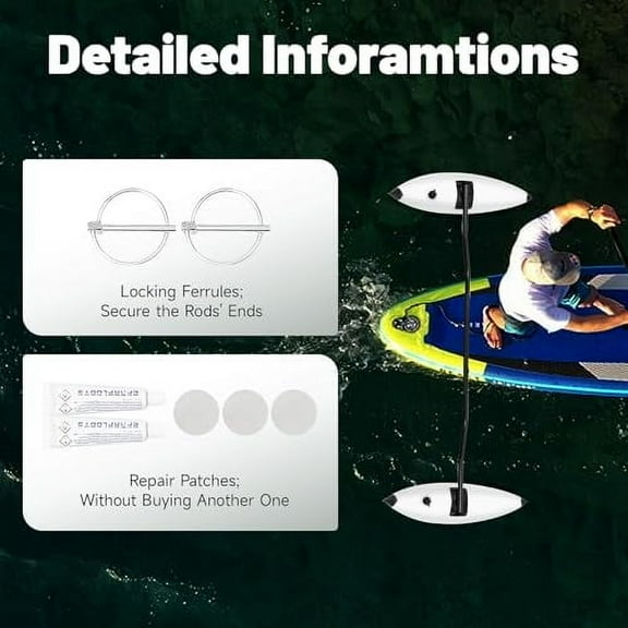 1 Pair Kayak Canoe Outrigger Stabilizer, PVC Inflatable Outrigger Float Kayak Stabilizers for Fishing Float Tube Kit Fishing Standing Float, White