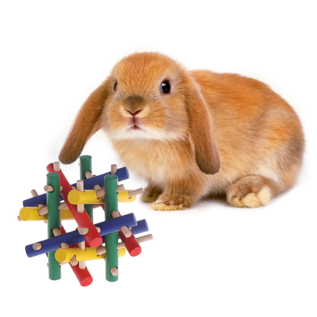 Pet Toys Colorful Wood Safety Knot Nibbler Chew Bite For Rabbit Animal Kid Adult 