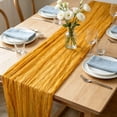 thumbnail image 4 of Voile Table Runner with Pleats, Soft Wrinkle Gauze Fabric Tablecloth, Bohemian Decorative Gathered Sheer Drape for Wedding Party Celebration, 70.87" x 35.43", AKLJWH, 4 of 6