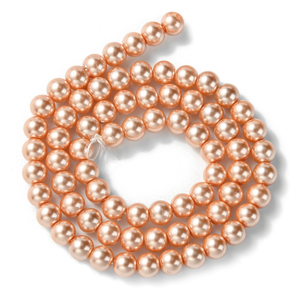 20strands Dyed Glass Pearl Round Beads Strands Grade A Cord Threaded Dark Orange 6mm Hole: 0.7~1.1mm about 72pcs/strand 15 inch