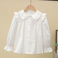 thumbnail image 7 of ITSAME Girls Button Down Shirts Cotton Ruffle Lapel Long Sleeve School Uniform Blouses Fashion Casual Tops White Size 16, 7 of 7