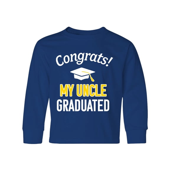 Inktastic Congrats My Uncle Graduated with cap Long Sleeve Youth T-Shirt