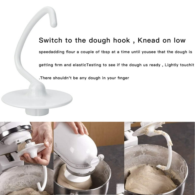 K45dh C-Shaped Bread Dough Hook Replacement for Kitchen-Aid K45 K45SS Ksm90 4.5 qt Stand Mixer, Size: Show As Pictures, White