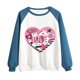 thumbnail image 4 of Gibobby Sudadera con forro polar Mujer Sudadera con capucha informal sin sombrero con cuello redondo y mangas raglán con estampado divertido del día de San Valentín para mujer(Azul, M), 4 of 5