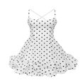 thumbnail image 4 of Femmes une-Ligned Robes Sans Manches hors Épaule Dot Casual Partie Printemps Été Robe Courte, 4 of 5