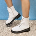 thumbnail image 6 of White Women Lace Up Boots Low Heel Solid Color For Comfortable Winter Wear, 6 of 9