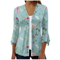 thumbnail image 2 of qILAKOG Womens Summer Tops 2024 Dressy Casual 3/4 Sleeve Blouses Floral Work Button Down Shirts Blouses for Women Dressy Casual Trendy Tshirts Spring Clothes Tunic Tops, Blue&XL, 2 of 5