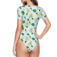 thumbnail image 4 of Daiia Pineapple print Women's Crew Neck Short Sleeve Bodysuit Fashion Tops Fit Casual Basic Extender Bodysuit-Small, 4 of 9