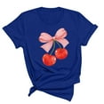thumbnail image 2 of Rezuofi 1 Pcs Women's Graphic Vintage Tees Cherry Bow Letter Print Round Neck T Shirt Casual Summer Short Sleeve Trendy Tops, 2 of 5