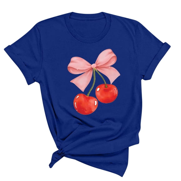 Blusas de Manga Corta para las Mujeres Divertida Impresión Cuello Redondo Camiseta Vintage, Blusas de Primavera para las Mujeres