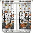 thumbnail image 5 of Autumn Pumpkin Curtains,Rustic Country Farmhouse Fall Floral Black White Buffalo Check Plaid Tree Rustic Plank Wooden Decor Fabric Window Drapes Treatmen for Bedroom Living Room 42x84in,2 Panel Set, 5 of 6
