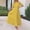 Yellow, variant on SMihono Women's Summer V Neck Maxi Dress Short Sleeve Pleated Solid High Waist A Line Tiered Flowy Swing Boho Vacation Dresses Navy XXL