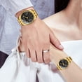 thumbnail image 2 of Men's Luxury Analog Quartz Gold Wrist Watches Business Stainless Steel Band Dress Wrist Watch Classic Calendar Date Window 3ATM Water Resistant, 2 of 6