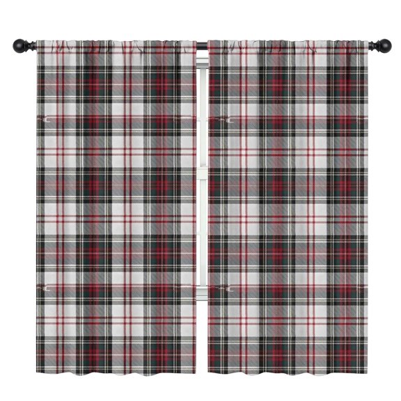 Blackout Kids Curtains,Gray Red Plaid Checkered Pattern Childrens Insulated Curtains Set Of 2,Bedroom Essentials,Toddler Room Decor 42"x84"