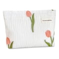 thumbnail image 6 of Aesthetic Floral Makeup Bag Cute Small Tulip Cosmetic Bags for Women Girls Travel Toiletry Bag Large Capacity Zipper Makeup Pouch Purse Organizer Pouches, 6 of 9