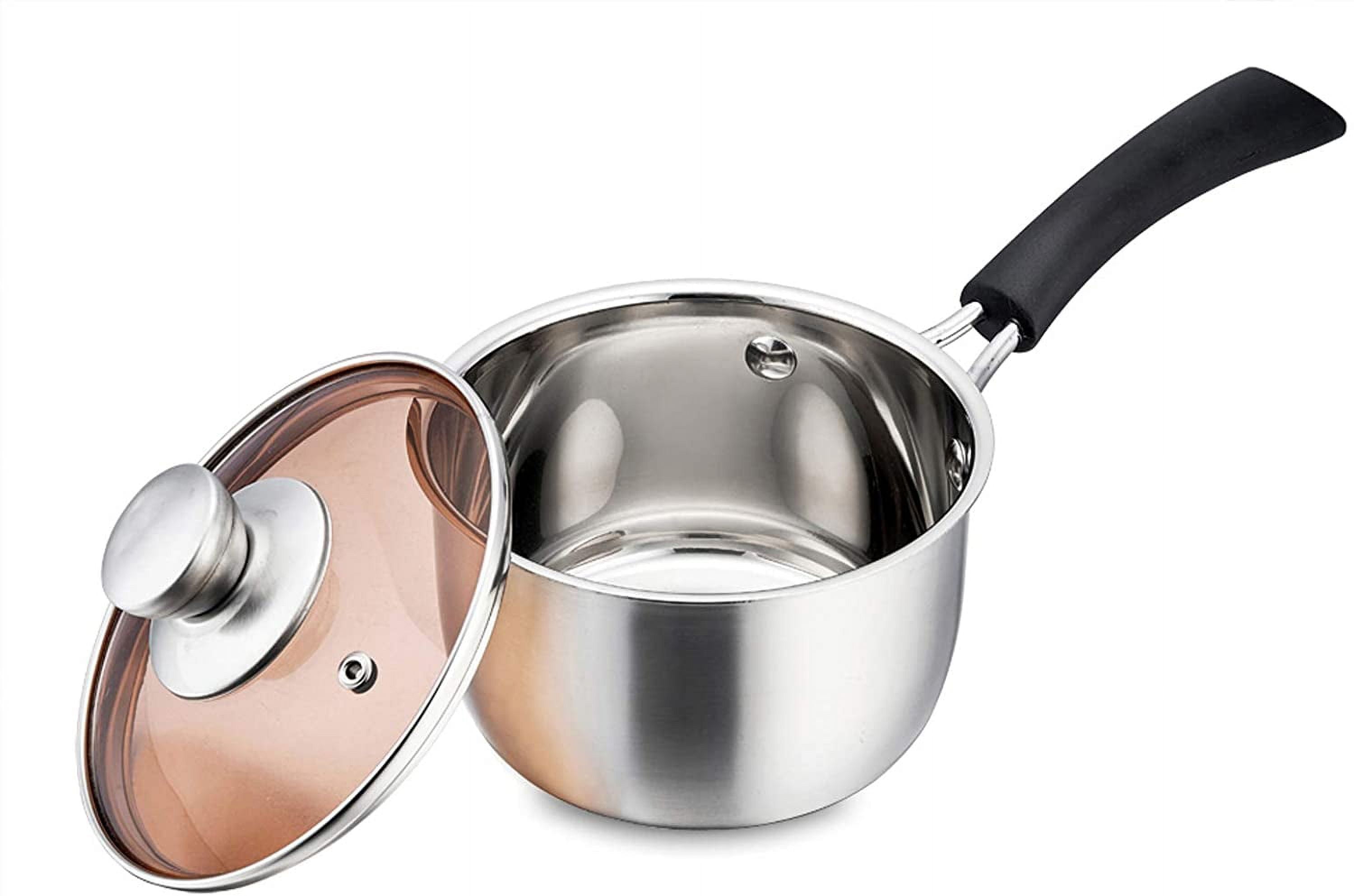 TPFAMELI Small Saucepan Stainless Steel 1 Quart Saucepan with Lids Tri-Ply  Layer Thickened Bottom Sauce Pan Sauce Pot,Dishwasher Safe & Oven Safe