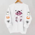 thumbnail image 6 of Womens Halloween Tops Crew Neck Funny Ghost Printed Long Sleeve Trendy Spooky Festival Pullover Top White M, 6 of 7