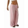 thumbnail image 3 of Pantalones Deportivos Anchos para Mujer, con Cordón, Holgados, de Cintura Alta y Sueltos, Informales Rosa S, 3 of 9
