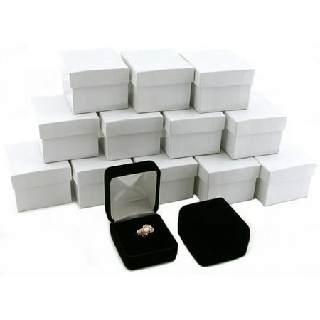 FindingKing - 12 Black Velvet Ring Gift Boxes Jewelry Counter Displays ...
