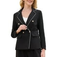 thumbnail image 1 of Blazer de trabajo para mujeres INSPIRE CHIC, chaqueta de traje de doble botonadura, 2XL, negra, 1 of 5