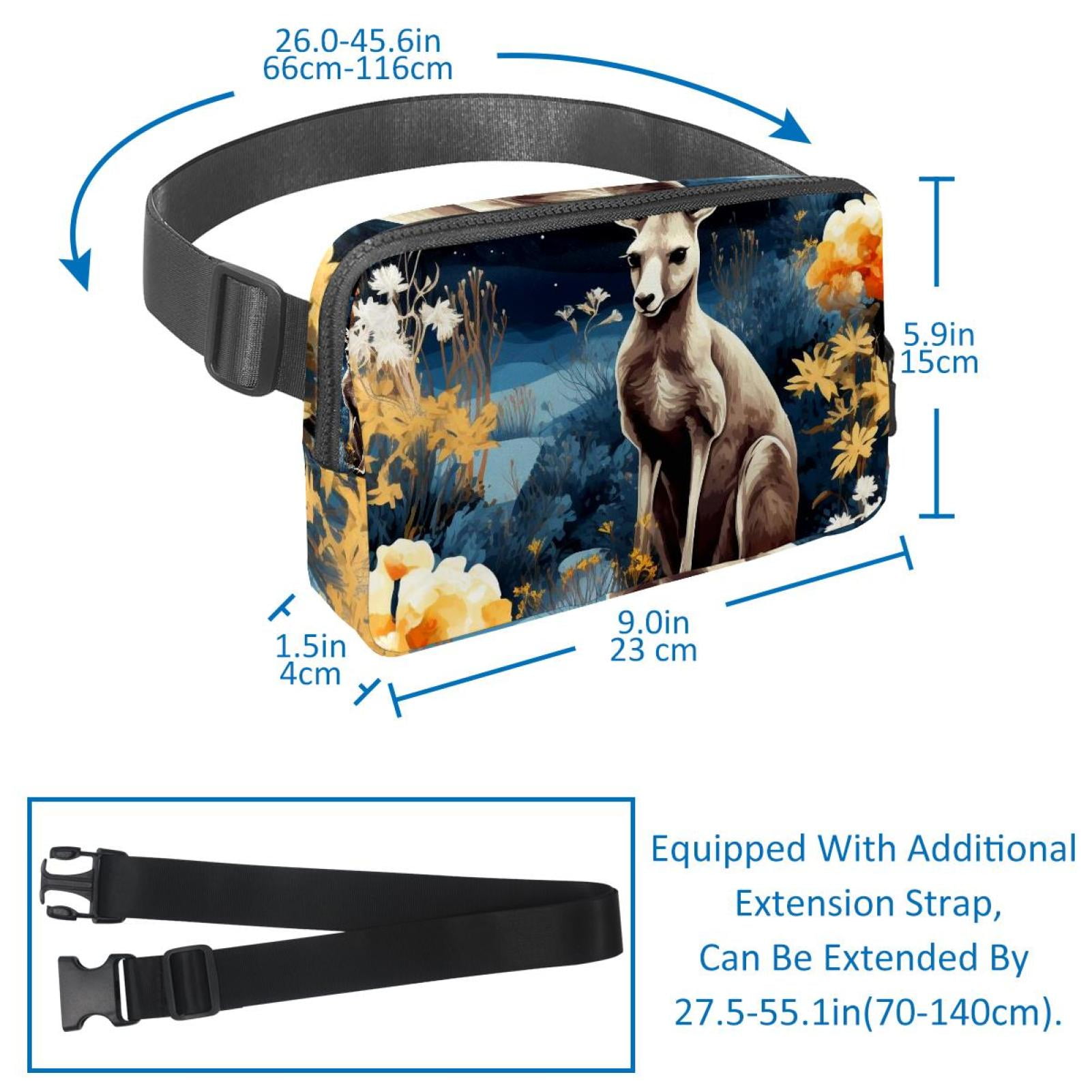 Kangaroo Lightweight Adjustable Belt Bag with Extension Strap - Unisex Running Waist Bag
