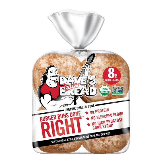 Dave's Killer Bread Burger Buns Done Right, Organic Hamburger Buns, 8 Ct, 17.6 oz, Shelf-Stable