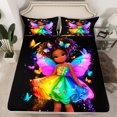thumbnail image 2 of Feelyou Dreamy Black Princess Full Size Sheets, Kawaii Angel Fairy Elf Bed Sheets, Magic Butterflu Animal Sheet Sets, Ultra Soft Bedroom Decor, 4pcs, 2 of 7