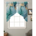 thumbnail image 2 of Marble Teal Swag Valances for Windows, Luxury Golden Modern Abstract Art Rod Pocket Sheer Valances for Small Windows, Swag Toppers Light Filtering for Kitchen Living Room 2 Panels 28''x36'', 2 of 6