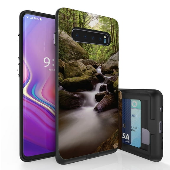 Galaxy S10  Case, Duo Shield Slim Wallet Case   Dual Layer Card Holder For Samsung Galaxy S10  [NOT S10 OR S10e] (Released 2019) Forest Water