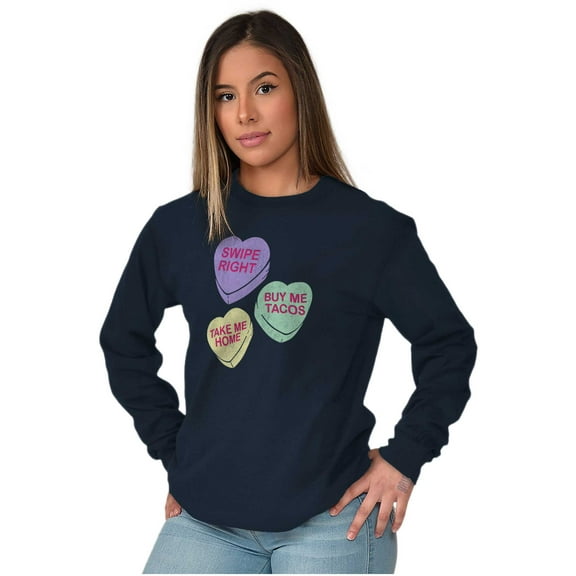 Funny Valentine's Conversation Hearts Women's Long Sleeve T Shirt Brisco Brands S