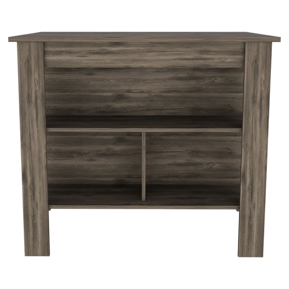 JUYG Kitchen Island, Dark Brown, 4 Legs, 3 Shelves