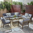 thumbnail image 2 of GDF Studio Parma Outdoor Acacia Wood 8 Seater Chat Set with Cushions, Gray and Dark Gray, 2 of 13