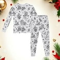 thumbnail image 2 of XDZJLR Kids Sleepwear Soft And Breathable Girls Long Sleeve Top With Comfortable Pants Cute Printed Toddler Kids Pjs Pajamas White 7T, 2 of 3